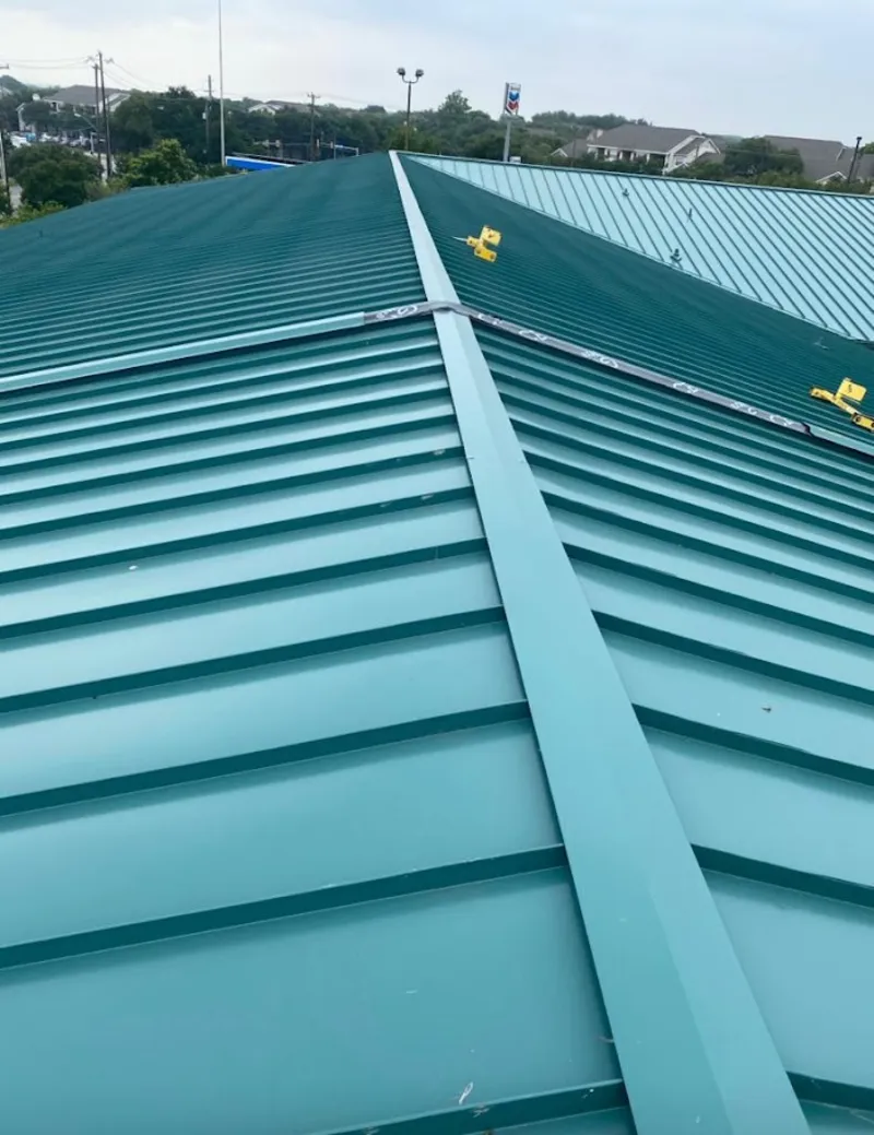 Green commercial metal roof ridge and valley for Metal Roof Repair in Minden